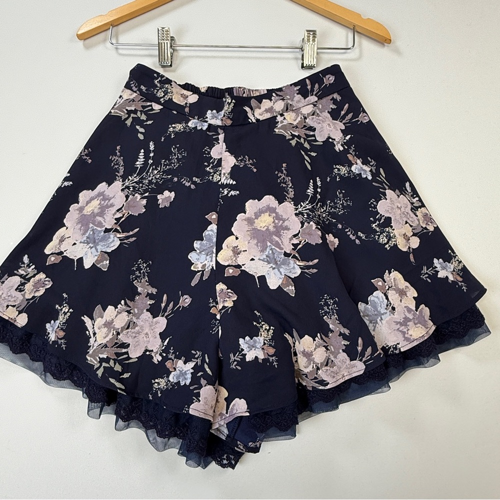 Floral Print Navy Skort
